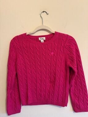 Lilly Pulitzer Hot Pink Cable Knit Crew Sweater